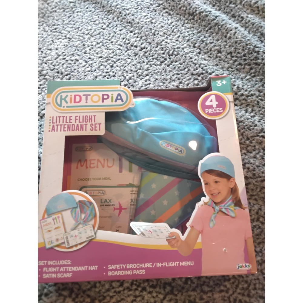 Kidtopia Little Flight Attendant Set Jakks Pacific 4pc Costume Dress Up Blue